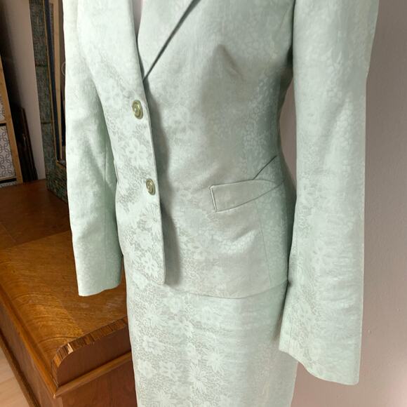 Vintage Jones New York Suit Size 8 2-Piece Skirt Suit w/ Blazer Jacket Green - Picture 5 of 12